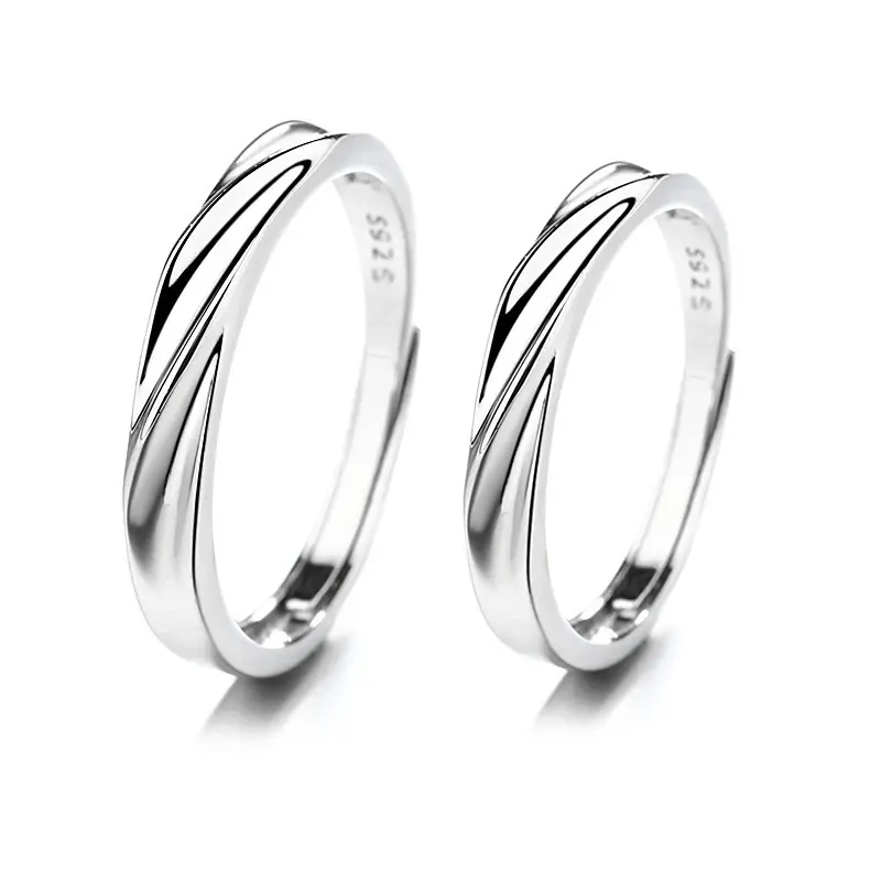 Cincin pasangan mewah wanita, perhiasan cincin mewah mode sederhana dapat disesuaikan S925 perak murni Mobius untuk anak perempuan anak laki-laki pacar