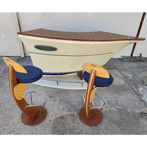 Küçük boy ceviz ahşap yarı daire Bar sayacı geleneksel tasarım tekne şekli ile Bar tezgahı Bar sandalyeler - Product Image 1