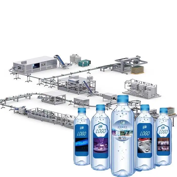 Oem 3 In 1 Automatische Productie-Installatie Lijn Fles Capping Verpakking Minerale Zuiver Maken Water Bottelen Vloeibare Vulmachines