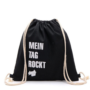 Paquete de saco de cuerda con dibujo profesional con logotipo Bolsas de cordón de lona de algodón Mochila de cuerda personalizada - Product Image 5