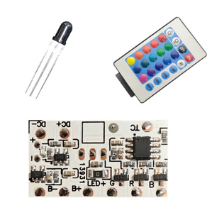Control de sensor táctil, controlador de placa de circuito PCB LED con control remoto IR de 24 teclas para DIY, luces nocturnas 3D, lámpara de mesa de madera colorida RGB