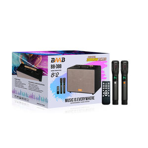 Loa karaoke không dây Bluetooth Retro gỗ siêu trầm, hệ thống âm thanh HIFI mạnh mẽ, loa trầm hoạt động, dùng pin, dành cho các bữa tiệc - Product Image 2