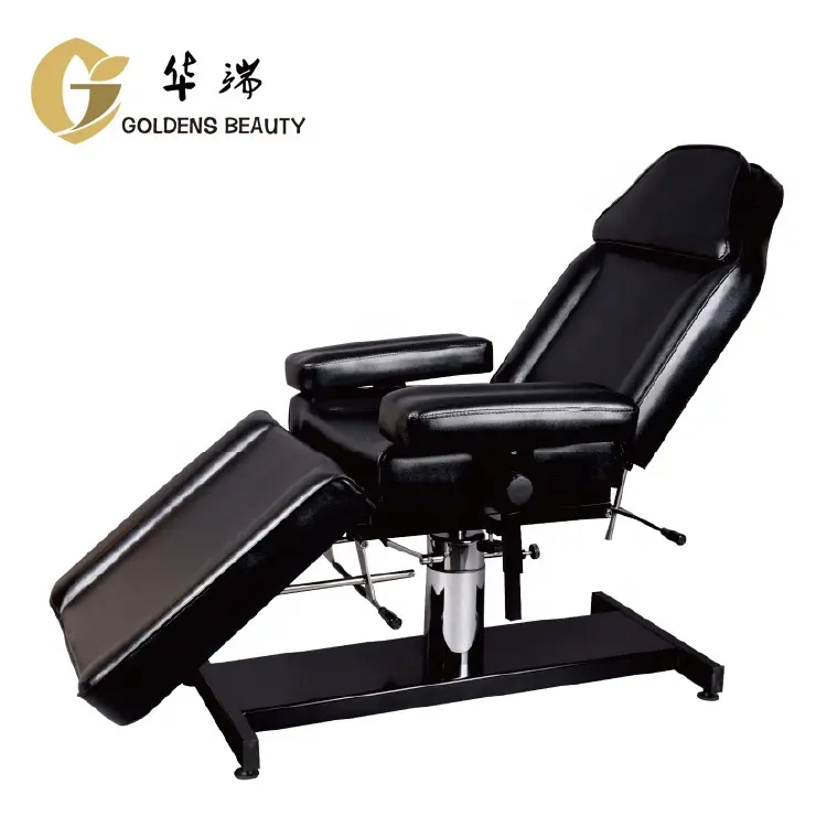 Mobilier pliant esthétique commercial Lit de massage de beauté noir de luxe haut de gamme.
