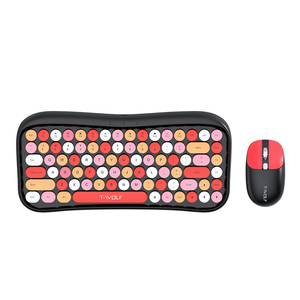 Precio al por mayor de fábrica Diseño punk Color 2,4G Ratón inalámbrico Inalámbrico 84 teclas Teclado Combos Colores mezclados - Product Image 1