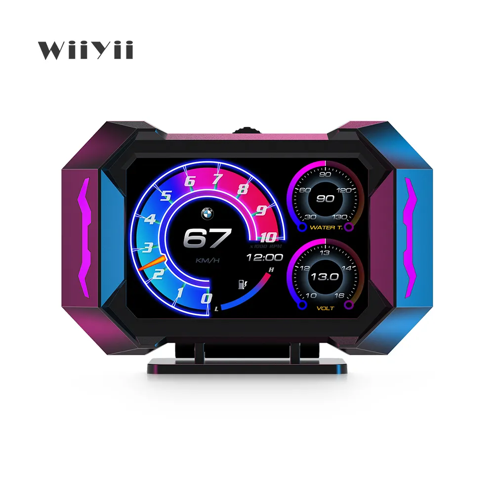 Latest Version P25 GPS Car OBD2 Meter Digital Scanner Alarm Speed Gauge hud display Water temp RPM turbo boost car accessories