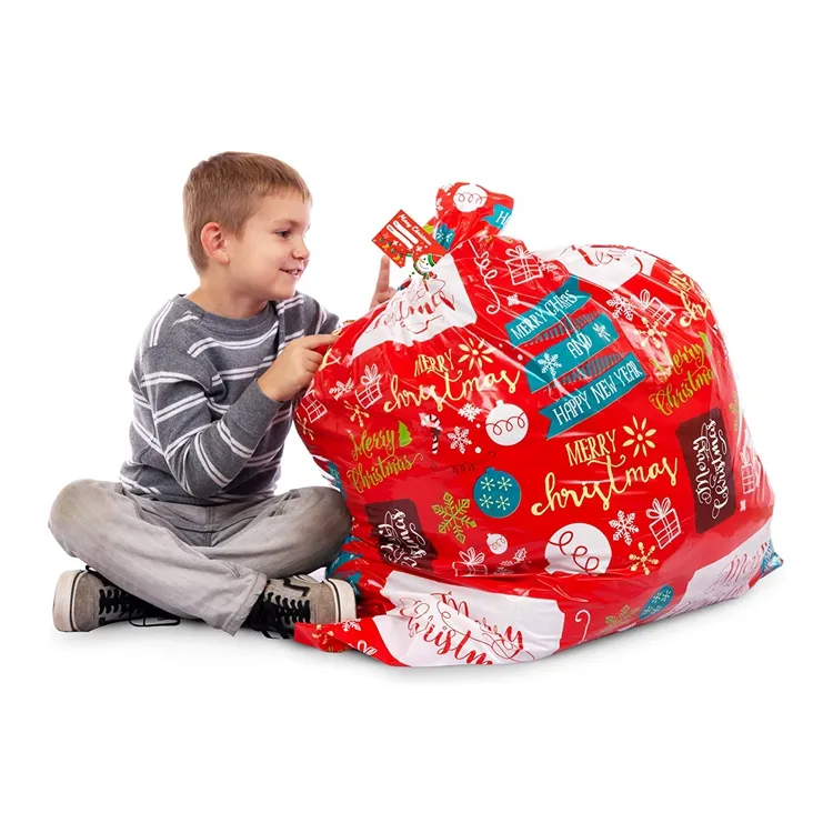 Jumbo Personalizável Plástico Celebração Gift Bag para Doces Brinquedos para Natal Decorações Fontes Do Partido Saco Tamanho Personalizado Impressão