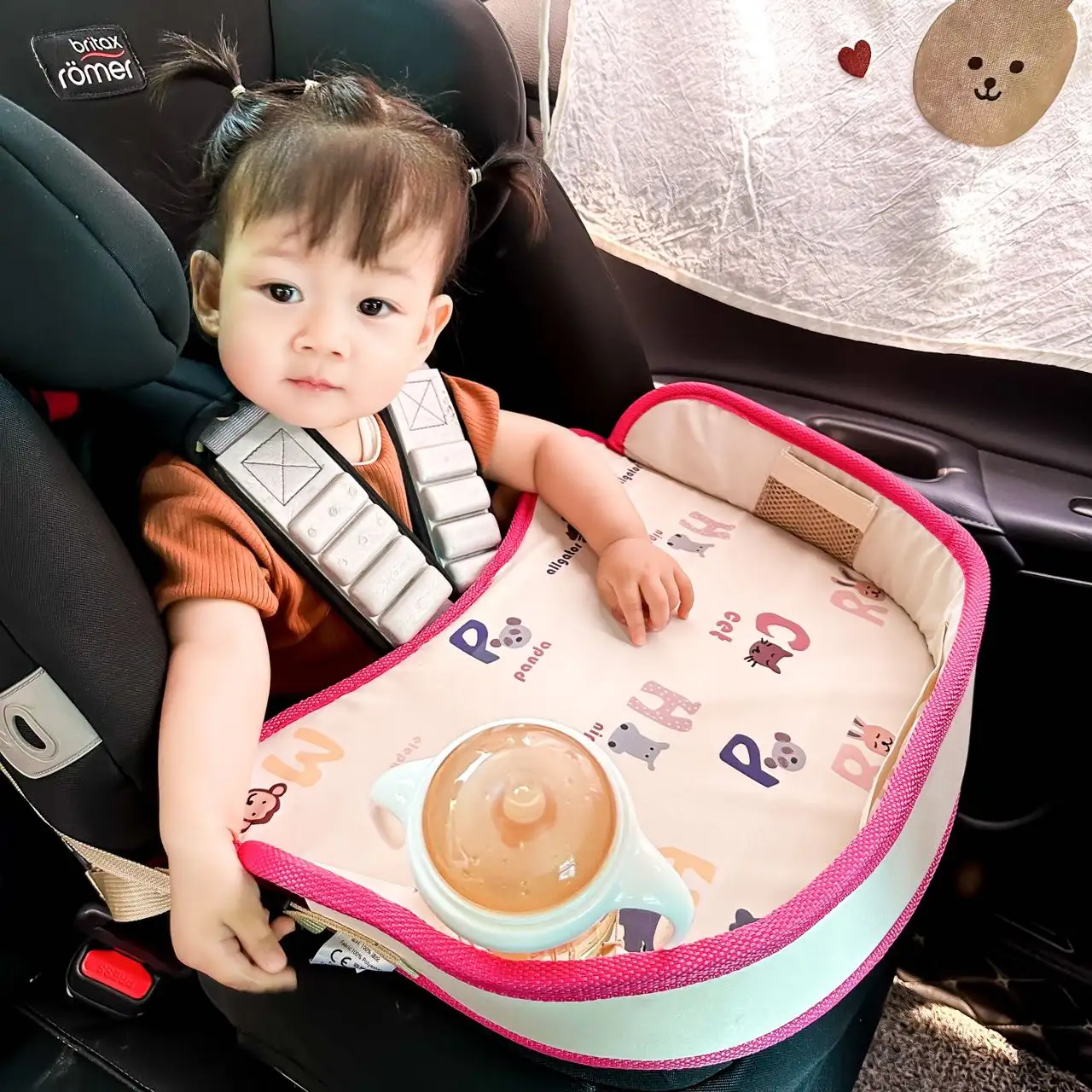 Evrensel bebek koltuğu tepsi araba koltuğu su geçirmez tepsi çocuk seyahat taşınabilir masa karikatür oyun parkı araba bebek koltuğu aksesuarları