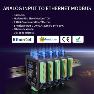 8 vías Ethernet Cascade/RS485 alta precisión Modbus Red Remota IO módulo 4-20ma entrada analógica salida digital para datos - Product Image 2