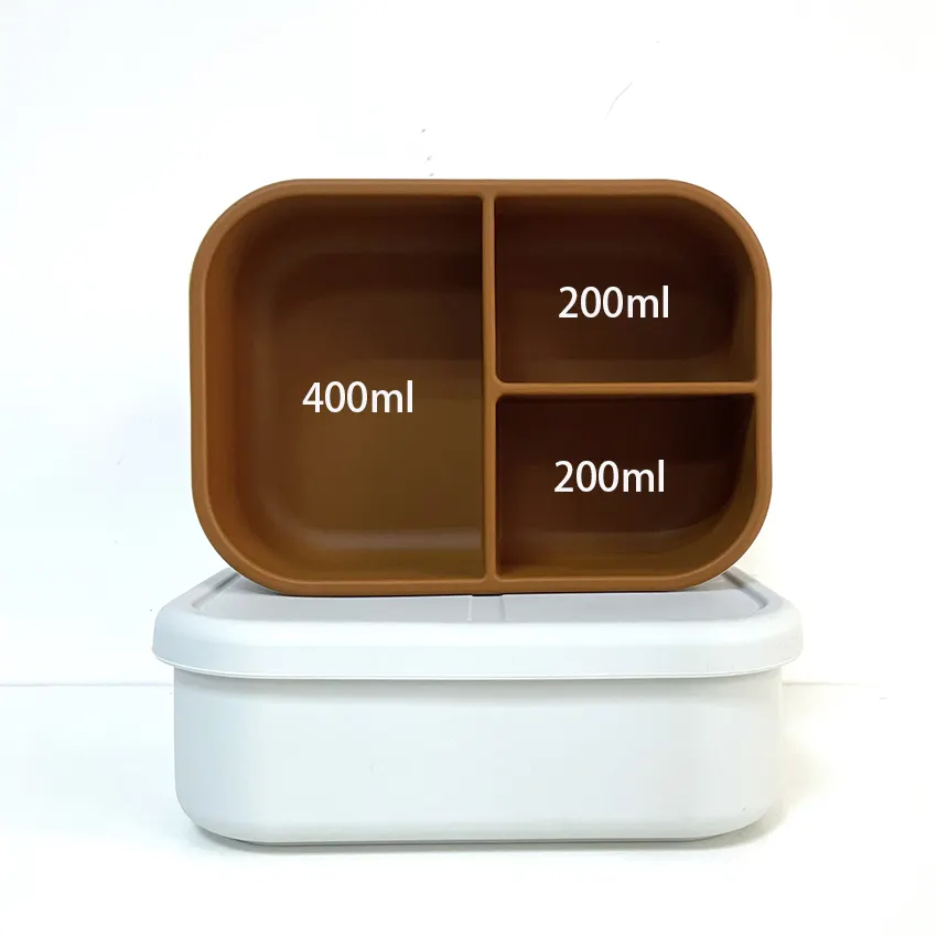 Boîte de rangement de dîner pour enfants en silicone sans BPA, micro-ondes de haute qualité boîte à déjeuner étanche à la chaleur avec couvercle scellé assorti