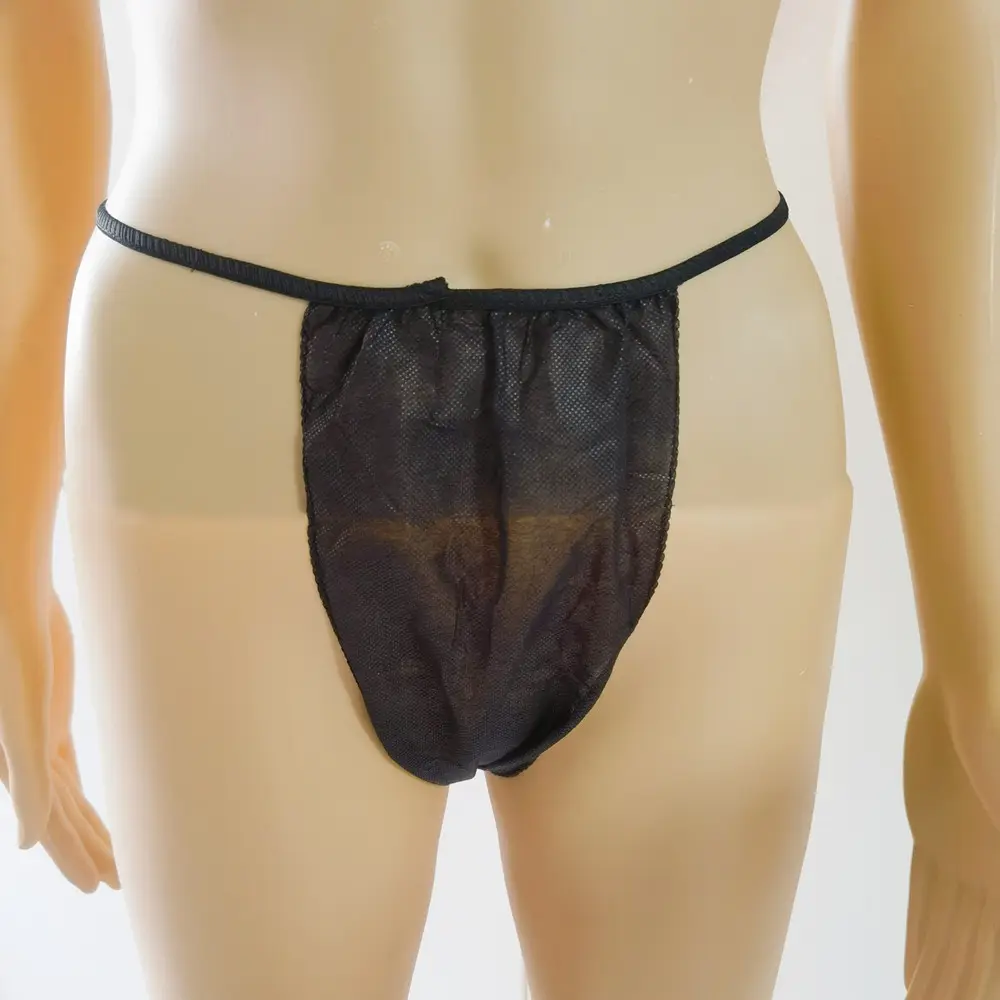 Factory Cheap Black Disposable Nonwoven G String Men's Thongs for SPA mens Beauty Salon