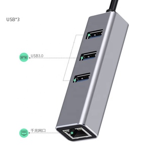 Porta ethernet rj45 1000m 5gbps scrivania 4 in1 3.0 hub usb3.0 adattatore hub lan a 4 porte per laptop - Product Image 5