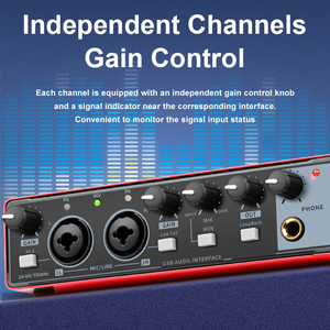 Nueva interfaz de audio profesional de 2 canales 24Bit 192Hkz y tarjeta de sonido USB para grabación en vivo - Product Image 6