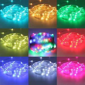 5V色変更LedフェアリーストリングライトUSBプラグRGBトゥインクルクリスマスツリーライト33FT100LEDストリングライトリモート付き - Product Image 2