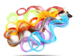 ผมต่อลอนคลื่นสีรุ้งแบบคลิปหนีบผมลอนมีสีเส้นใยทนความร้อนสูงชนิดปลายแบน - Product Image 3