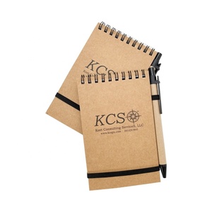Bloc de notas con cierre de correa elástica personalizado, logotipo de promoción impreso, Bloc de notas de bolsillo en espiral Kraft pequeño con bolígrafo - Product Image 4