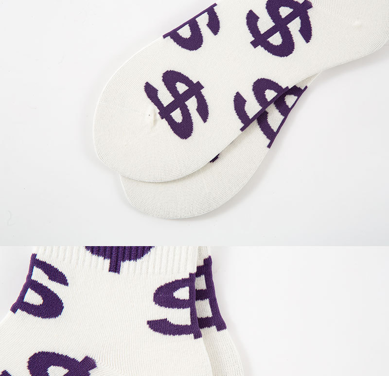 Wholesale Custom Designer Crew Cotton Winter Socks Dollar Pattern Socks Unisex