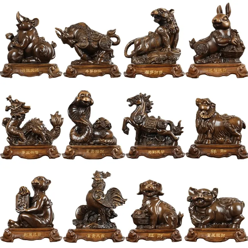 2023 Populaire Hars Sculptuur Chinese 12 Dierenriem Ornamenten Feng Shui Dierenbeeld