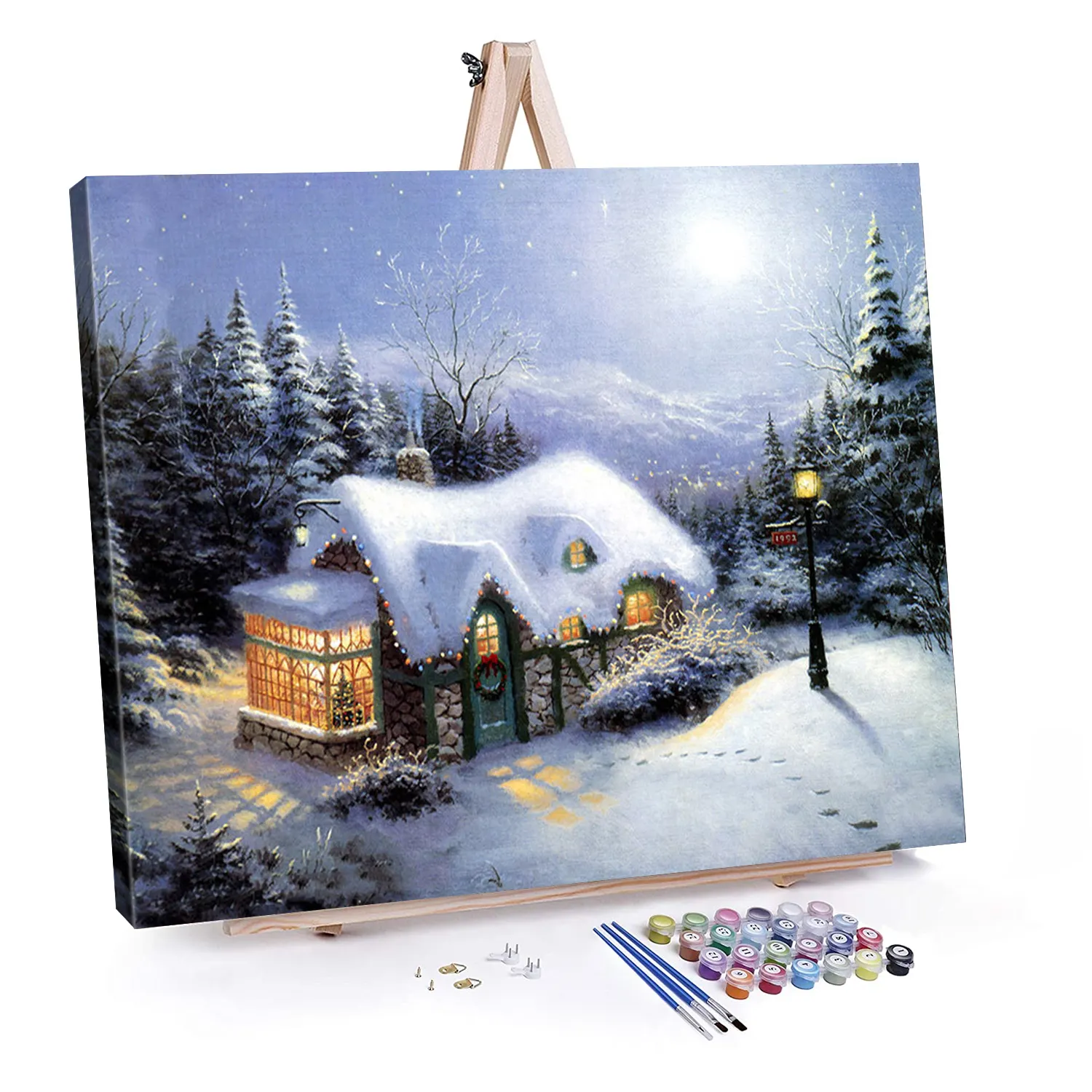 Quadrado pintura paisagem de neve diy, pintura por números paintboy 40 50 arte pintura de linho opp saco europeu quadrado decoração de parede cenário