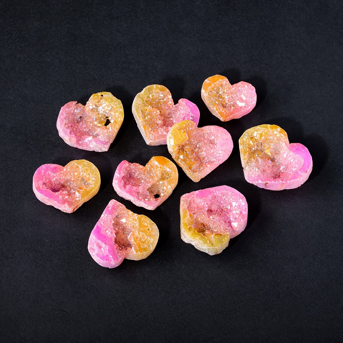 Electroplated yellow and pink AB color love heart