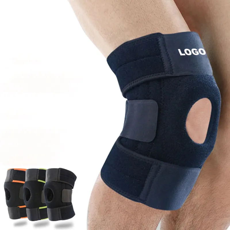 Customized Logo Adjustable Pressure Silicone Shock Absorbing Climbing Running Cycling Bracket Patella Knee Pads Support Brace