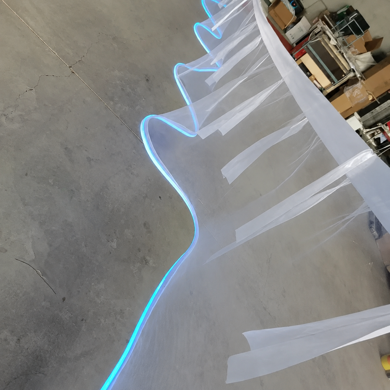 white gauze with blue light-price per meter