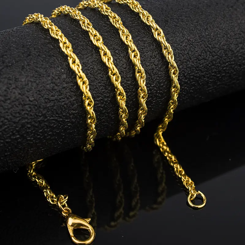 Pâte Frite Twist Collier Chaîne pour Femmes Hommes 3MM Twist Corde Collier Hip-Hop Punk Party Bijoux Cadeau collares