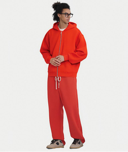 थोक 430 ग्राम वेलोर पूर्ण ज़िप हुडी उच्च गुणवत्ता वाले हेवीवेट टेक स्पोर्ट्स जिम सर्दियों के लिए अनुकूलन योग्य लोगो मुद्रण - Product Image 6