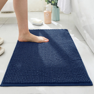 经典灰色雪尼尔浴垫防滑吸水浴室或卫生间实心图案 - Product Image 6