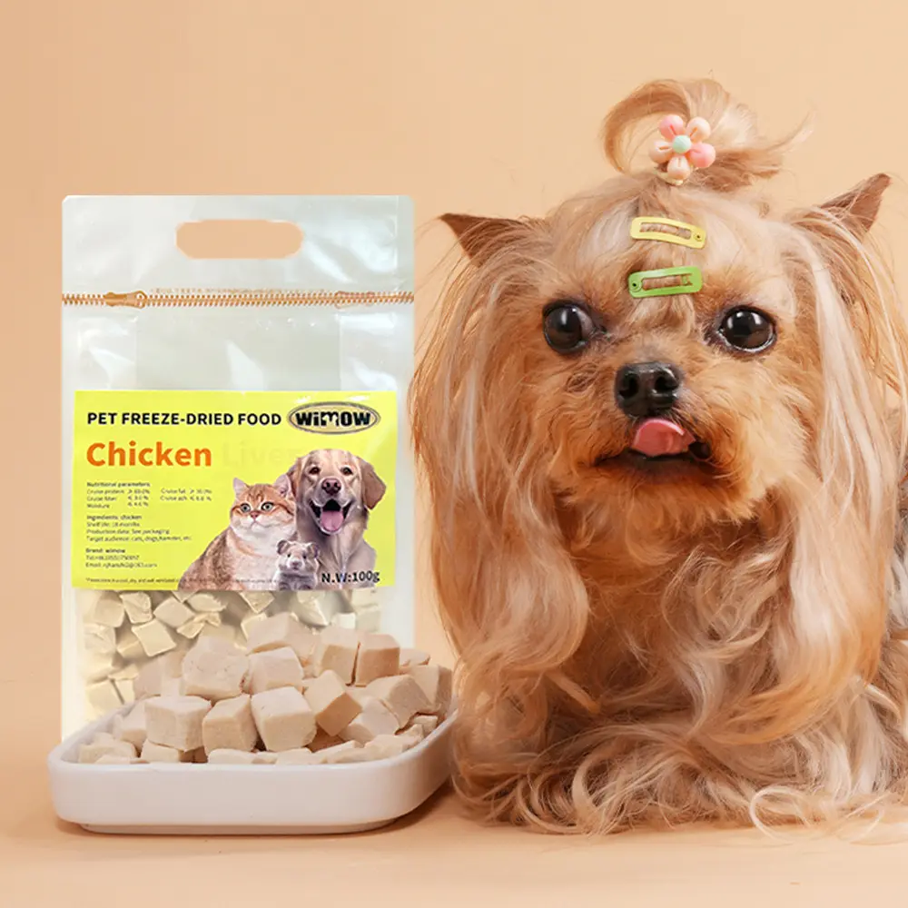 Fábrica de aperitivos para perros y gatos, venta al por mayor, aperitivos liofilizados para mascotas, hígado de pato natural puro, hígado de ternera, pollo, yema de huevo, comida para mascotas