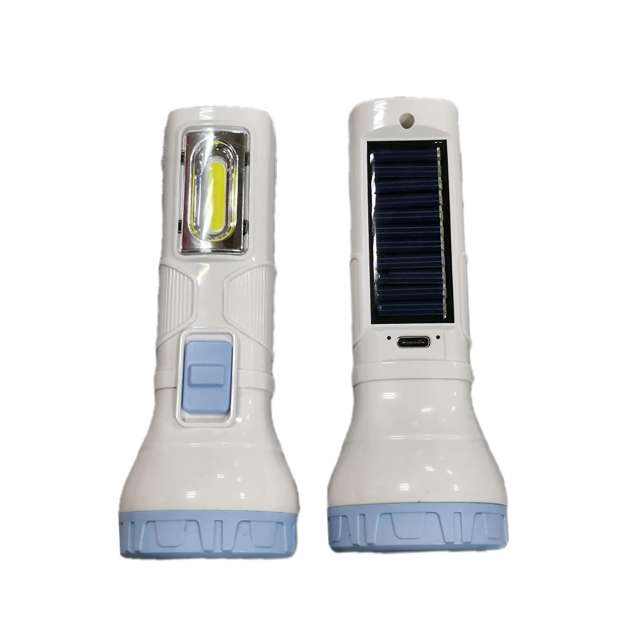 Vente chaude Chargeur Solaire Torche En Plastique ABS Lampe De Poche Type-C Rechargeable Mini Lampe De Poche Colorée Pour Un Usage Domestique Éclairage Extérieur