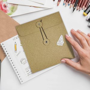 Benutzer definierte Brown Blank A7 A9 Mailing Kraft Self Seal String Datei Ordner Umschlag mit Button String - Product Image 4
