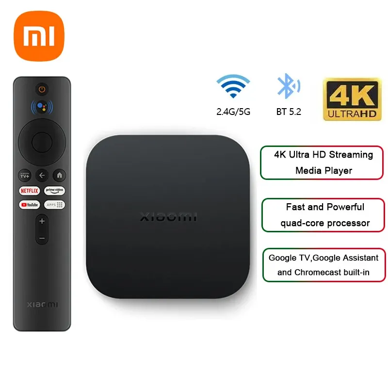 Xiaomi Mi TV Caixa S Versão Global 2ª Geração 4K Ultra HD BT5.2 2GB 8GB Dolby Vision HDR10 + Assistente Google Smart Mi Caixa S Jogador