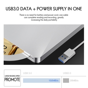 Unidad de DVD externa Ranura portátil en inhalación USB 3,0 CD/DVD +/-RW Drive/Reproductor de DVD para computadora portátil Lector de grabadora de CD ROM - Product Image 6