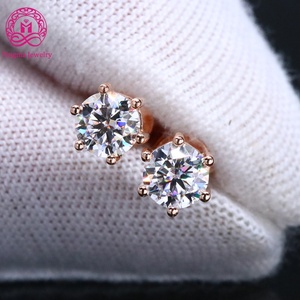 Giấy chứng nhận IGI 18K vàng trang sức cvd hpht 0.5ct phòng thí nghiệm tạo ra Kim Cương 14k Rose Gold <span class=keywords><strong>Stud</strong></span> Bông tai phòng thí nghiệm Grown kim cương Bông tai - Product Image 1