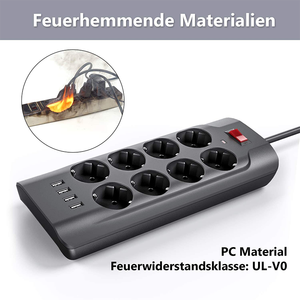Fabricante Venta Directa 8 vías 4 puertos USB enchufe múltiple Protector contra sobretensiones toma de corriente enchufe Universal - Product Image 2