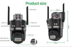 户外IP Camara 3屏幕安全闭路电视8mp自动跟踪摄像机监控三镜头网络摄像机闭路电视无线ICSEE - Product Image 4