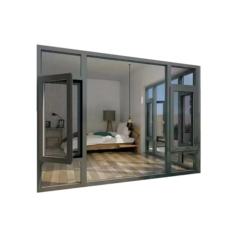 Rotura térmica Ventanas de aluminio Doble acristalamiento Ventana francesa Bisagra oculta Ventanas abatibles