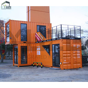 Contenedor amarillo negro de dos pisos, espacio de oficina con fachada de vidrio, aire acondicionado y estructura modular - Product Image 4