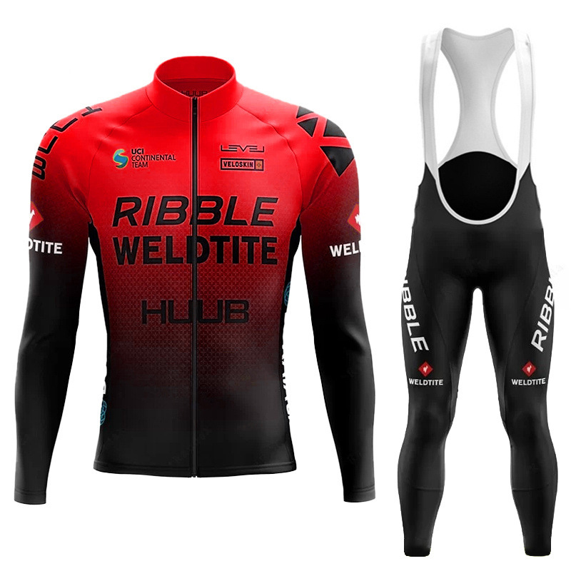 Collant de cyclisme rouge + bavoir - Blanc