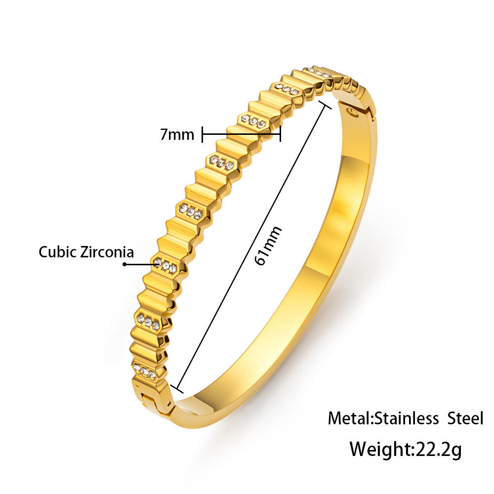 Hmsz003-bracelet boucle dorée zircon-761mm