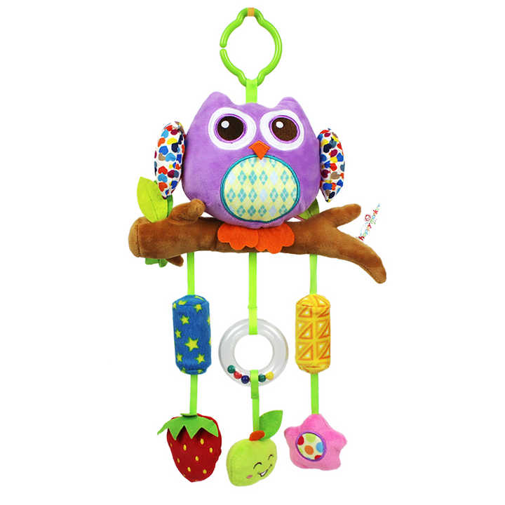 Pelúcia pendurado chocalhos brinquedos coruja bebê vento sino