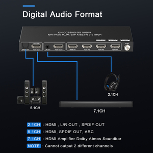 Conmutador de matriz 4K HDMI 4 en 2 salidas HDCP2.2 Gestión EDID con EARC D-o-lby Vision SPDIF Audio 2 en 2 salidas conmutador de matriz HDMI