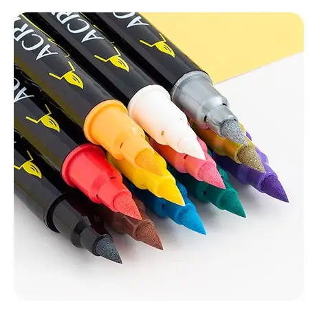 Hot Sale Ungiftiger Soft Brush Acryl stift 12 Farben Dual Marker Brush Pen Set Art Marker