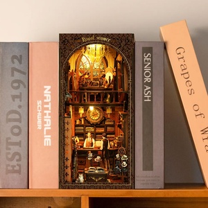 Sıcak satış MDF 3D bulmaca ahşap kitap nook kiti kütüphane dekorasyon diy minyatür dollhouse soul kitabevi kitap nook