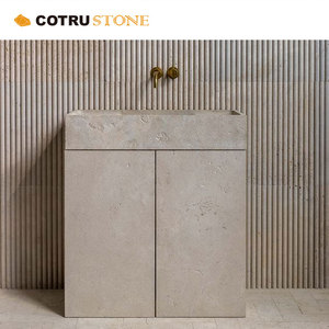 Ý Kem classo Roman trắng tự nhiên travertine Matt phòng tắm tường treo đá vanitytop nhà hiện đại dự án hỗ trợ đá - Product Image 2