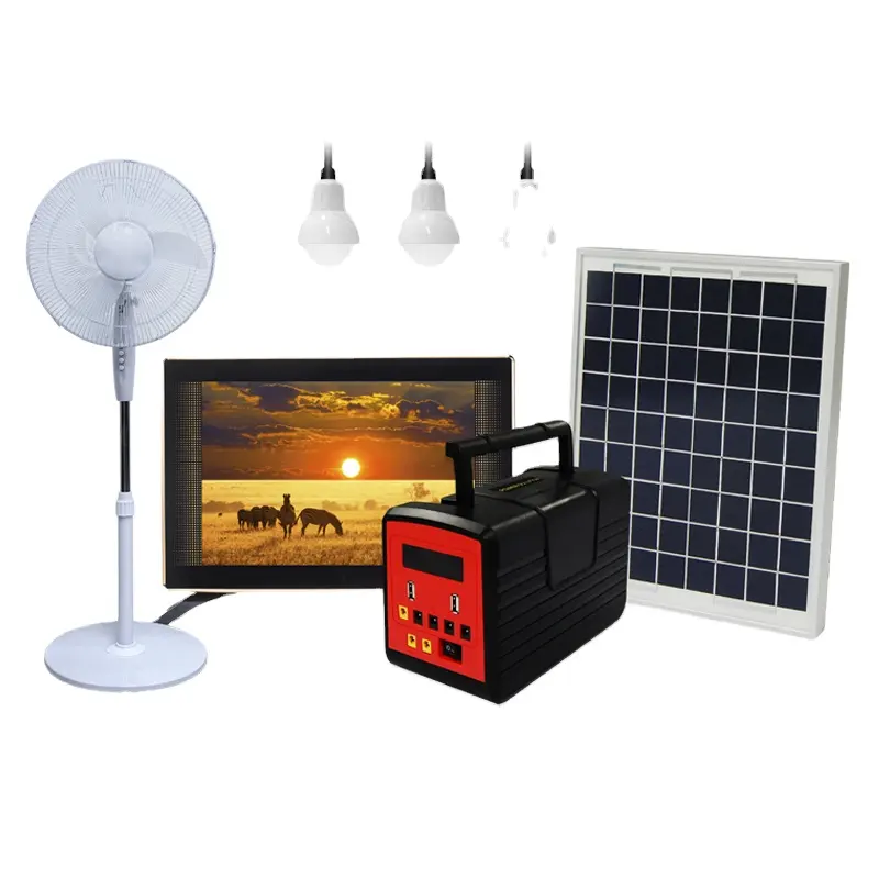 Minisistema de energía Solar portátil para el hogar, Kits de iluminación LED para interiores, 20W