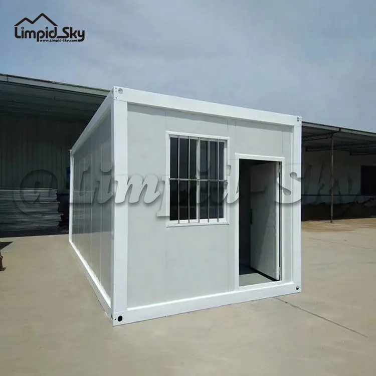 Mini contenedor de remolque de casa pequeña plegable con estructura de acero para exteriores de paquete plano de bajo costo