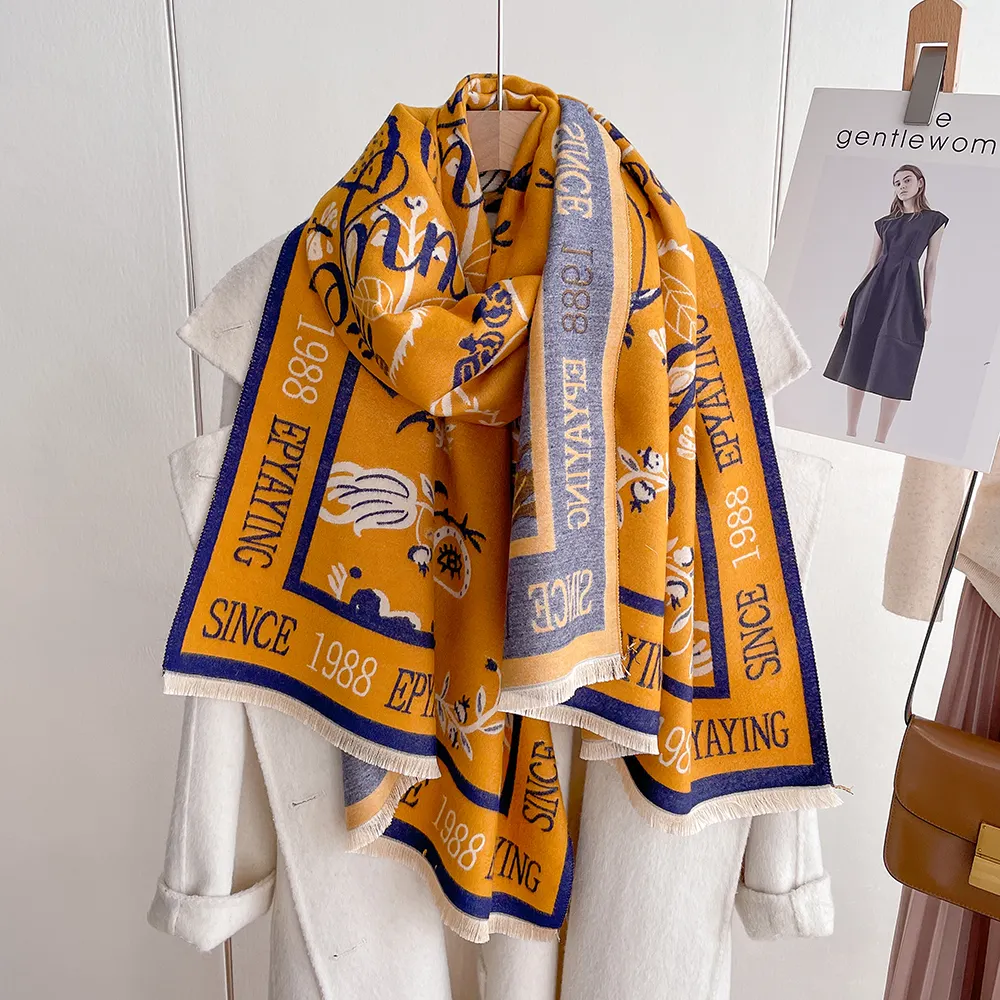 Sciarpa di vendita calda spessa sciarpa di marca di lusso invernale scialli per le donne Pashmina signore eleganti grandi sciarpe lunghe in Cashmere
