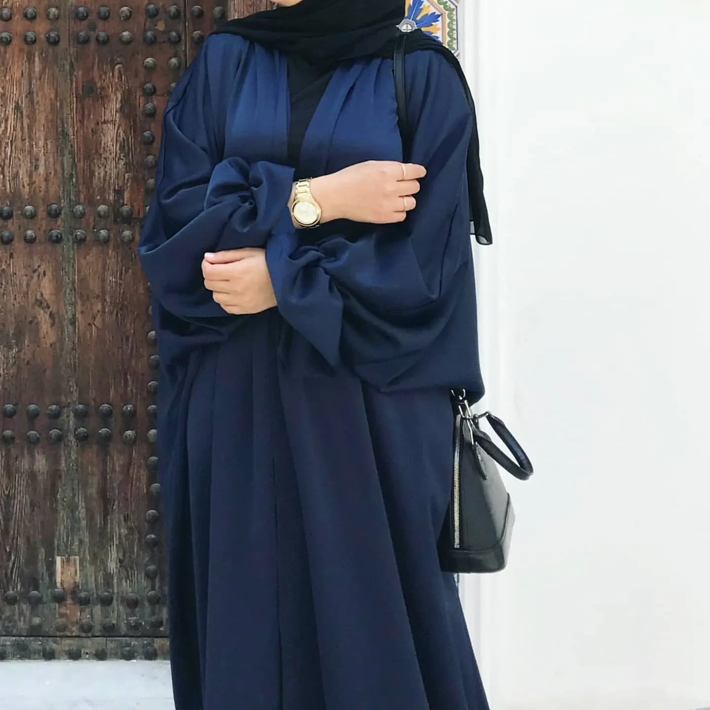 Yiwu nuevo caftán abaya ropa islámica satén Ropa Étnica largo Maxi vestido mujeres abaya abierta para Mujeres Musulmanas