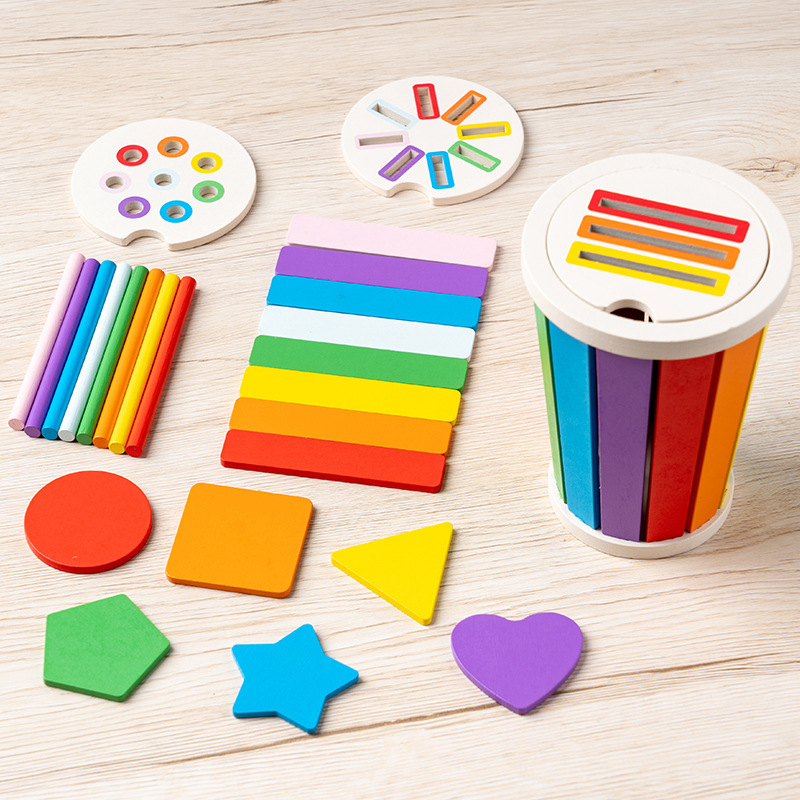 Secchiello in legno per smistamento colori tre in uno - multicolore